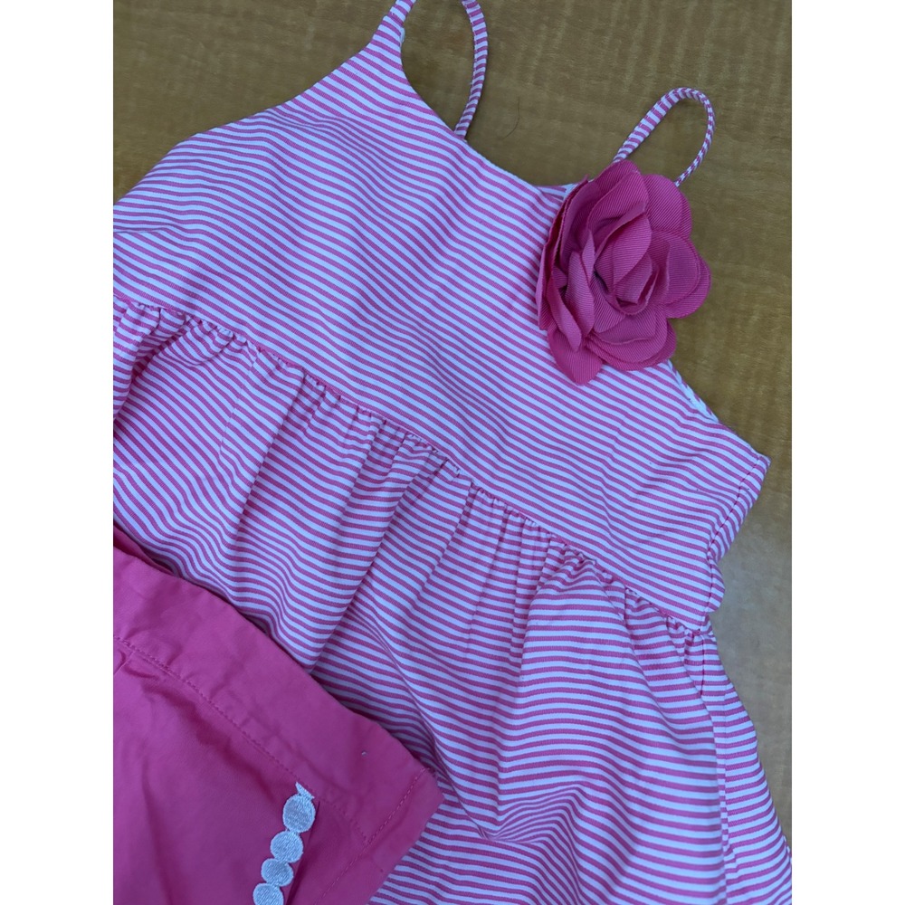 Janie and Jack Girls Pink Striped Floral Top and Shorts Set Size 3